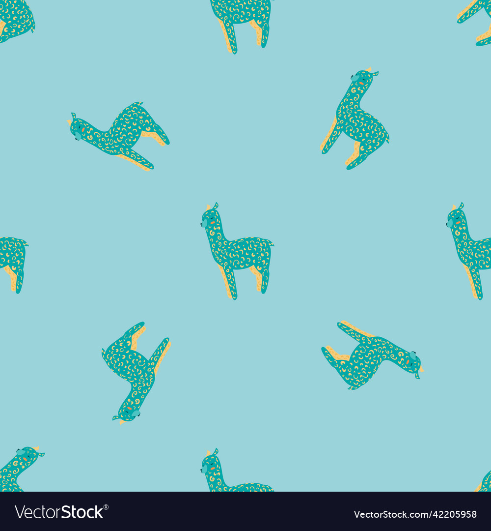 Cheerful alpaca seamless pattern background