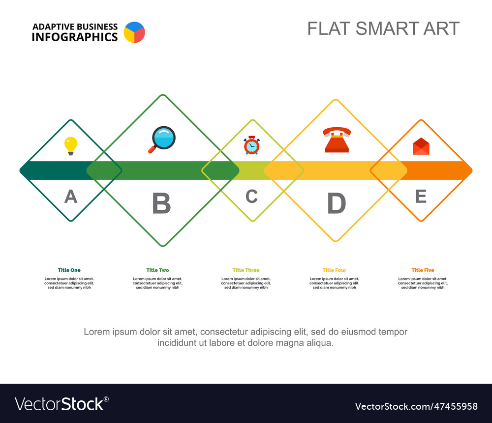 Five steps workflow slide template vector image Five steps workflow slide template
