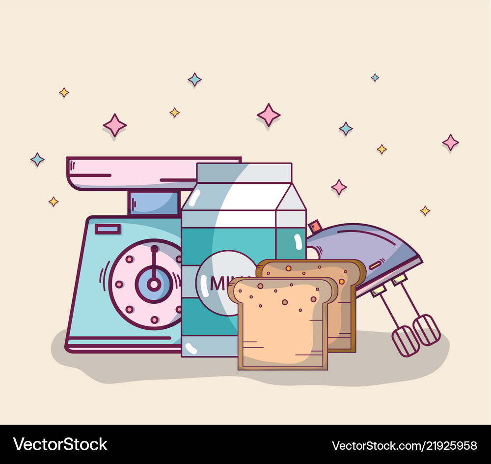 Food and kitchen supplies Royalty Free Vector Image