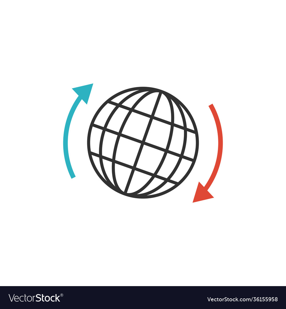 Globe with arrows line icon for web mobile
