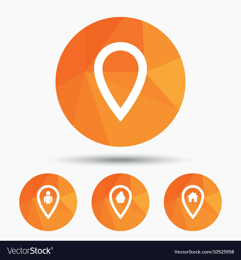Map pointer icons home food and user location