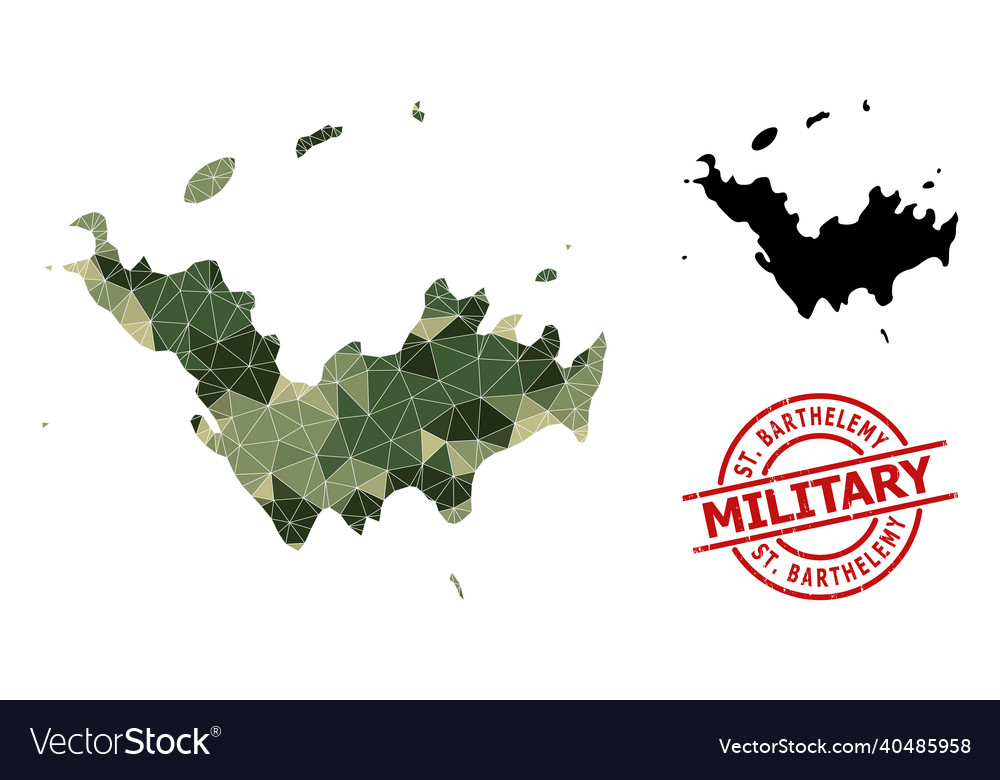 Polygonal mosaic map of saint barthelemy Vector Image