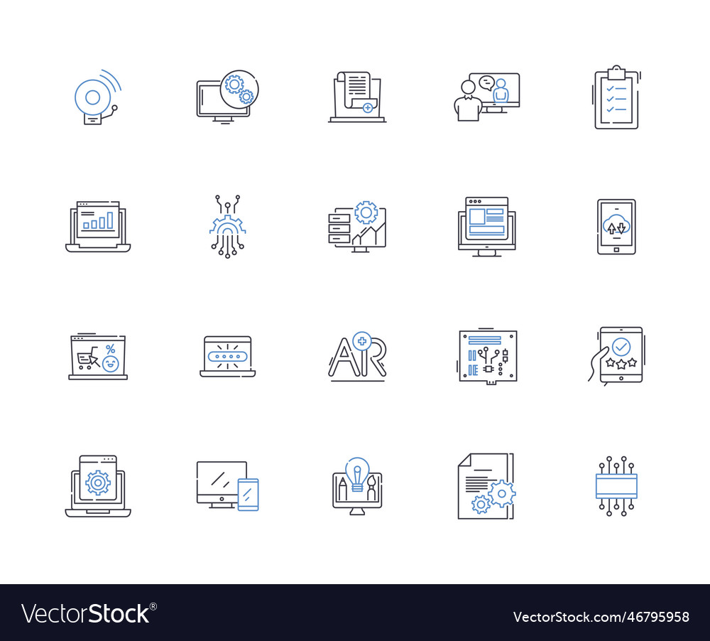 Protocol line icons collection standard