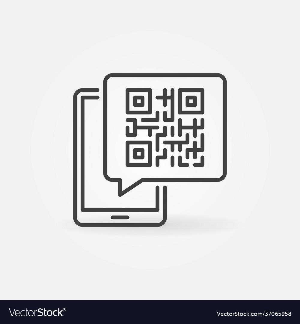 Qr code message in smartphone concept line Vector Image Qr code message in smartphone concept line