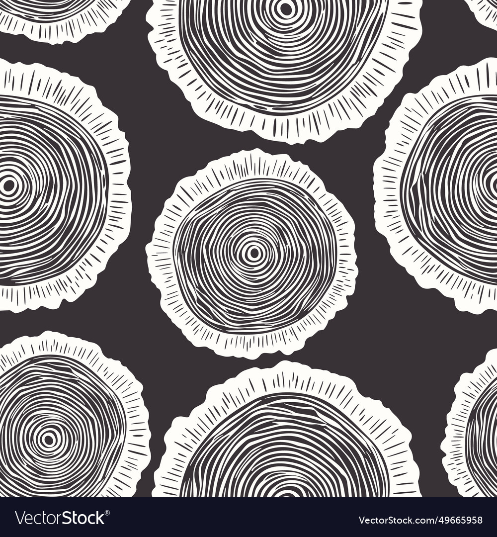 Seamless pattern with tree rings saw cut Vector Image