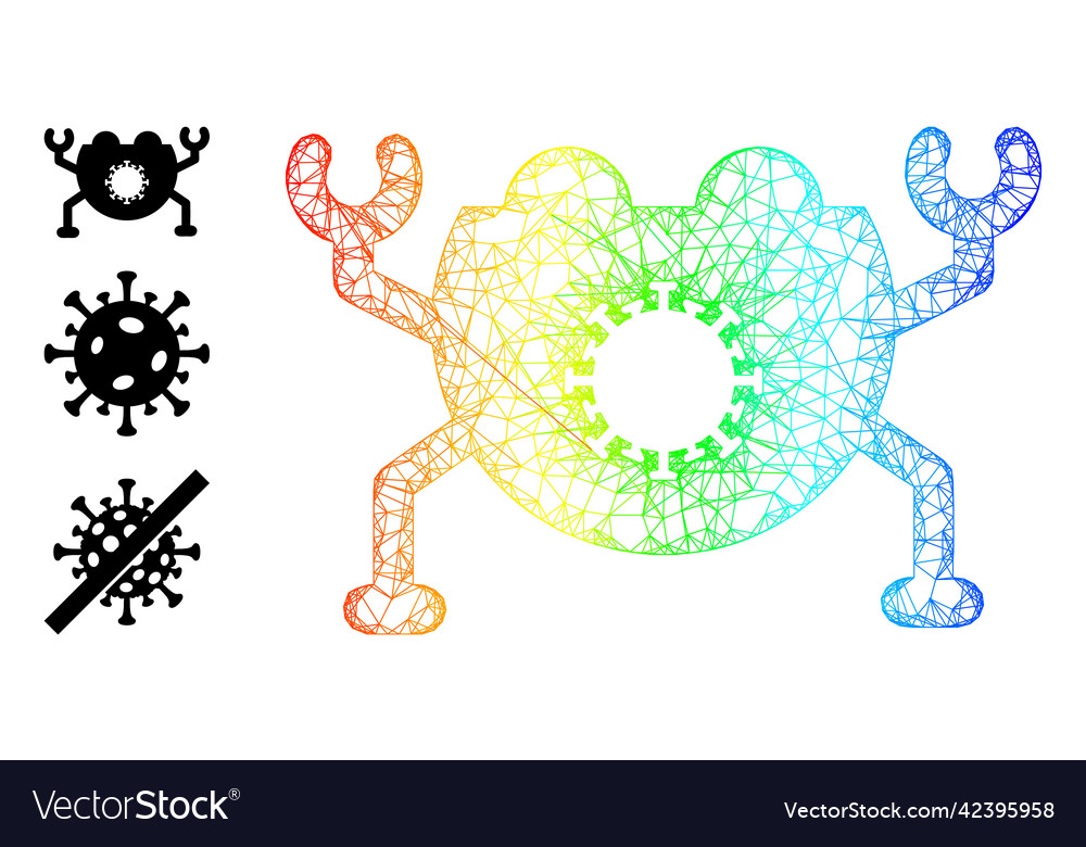 Spectrum gradient net mesh virus nanobot icon vector image Spectrum gradient net mesh virus nanobot icon