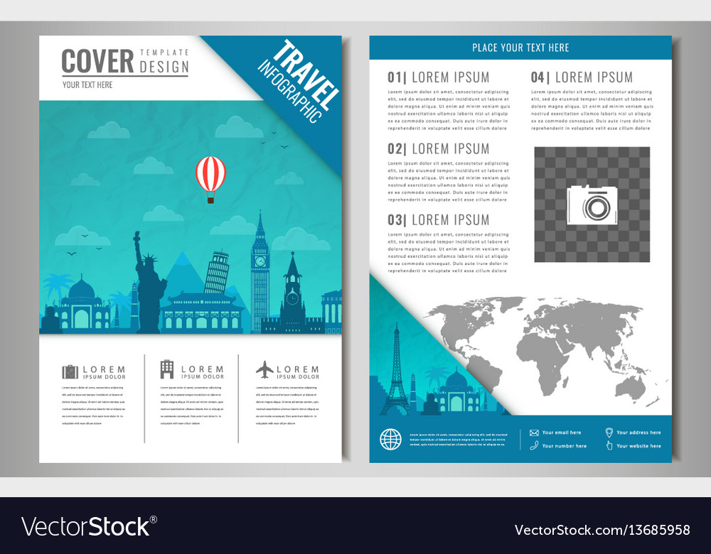 Travel brochure design with famous landmarks