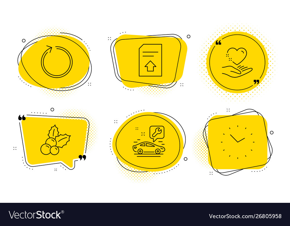 Upload file loop and car service icons set vector image Upload file loop and car service icons set