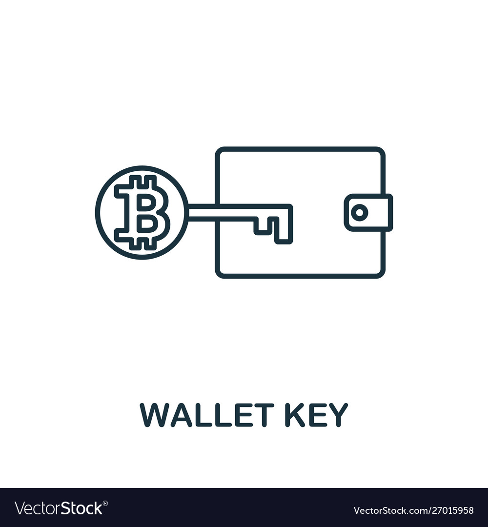 Wallet key outline icon thin line concept element vector image Wallet key outline icon thin line concept element