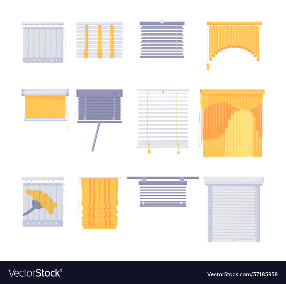 Window blinds horizontal vertical closed open set