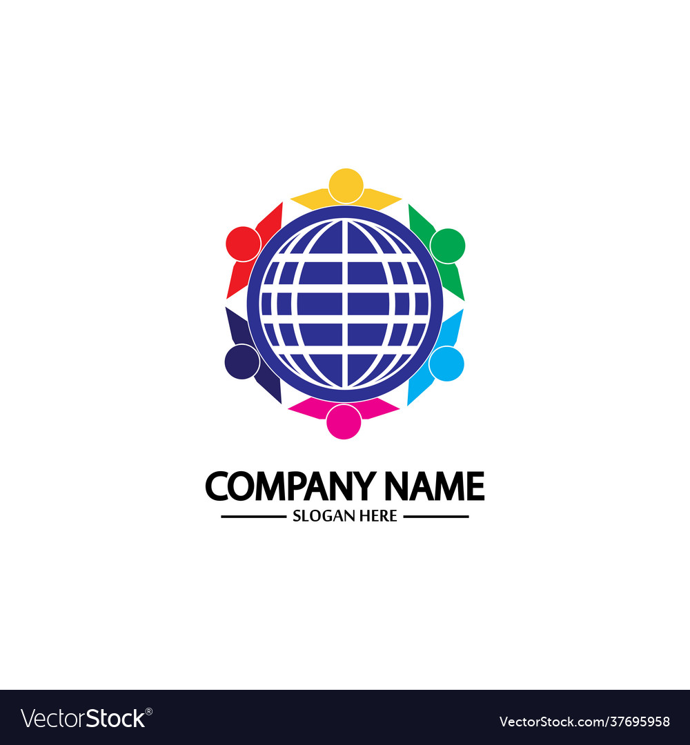 World comunity logo with people and globe design Vector Image