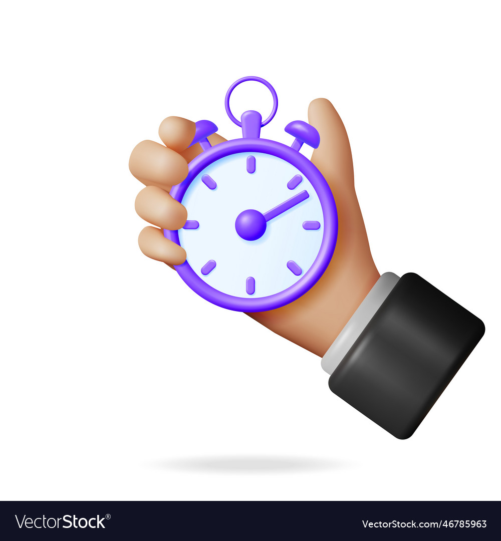 3d analog chronometer timer counter in hand vector image 3d analog chronometer timer counter in hand