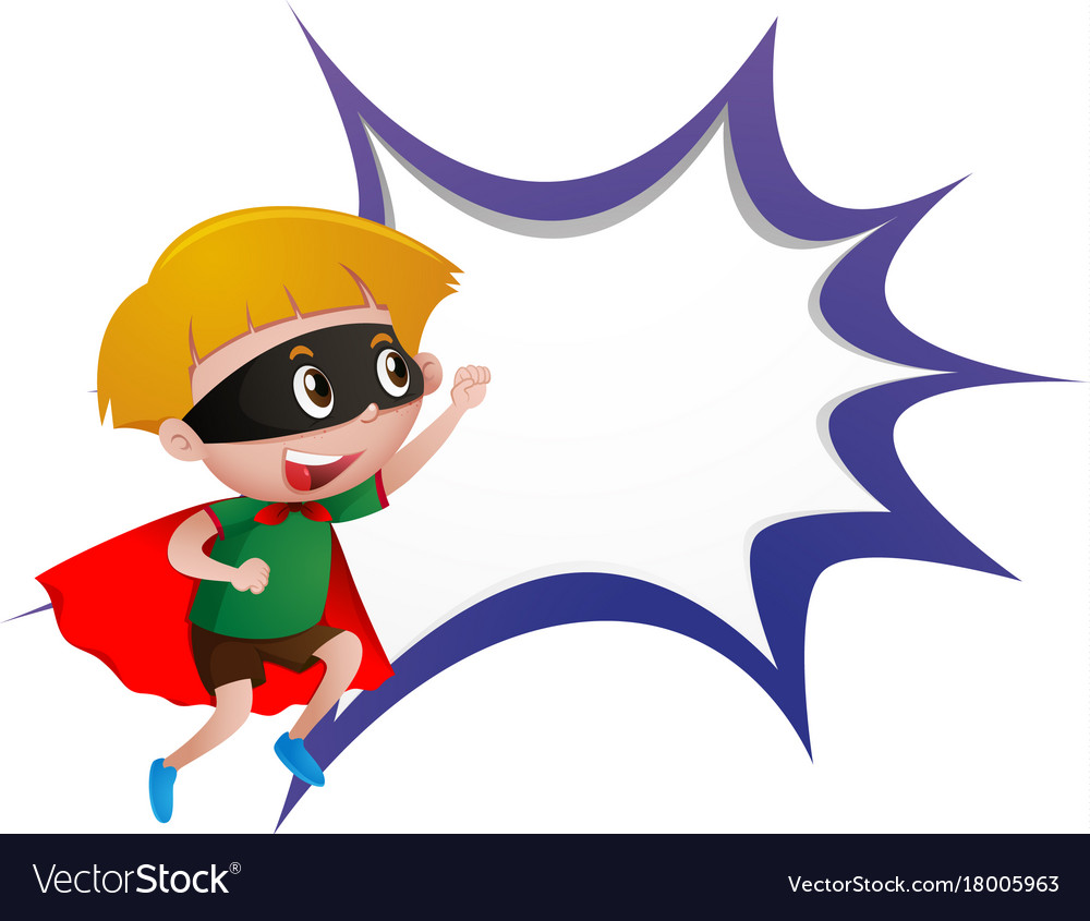 Border template with boy in mask