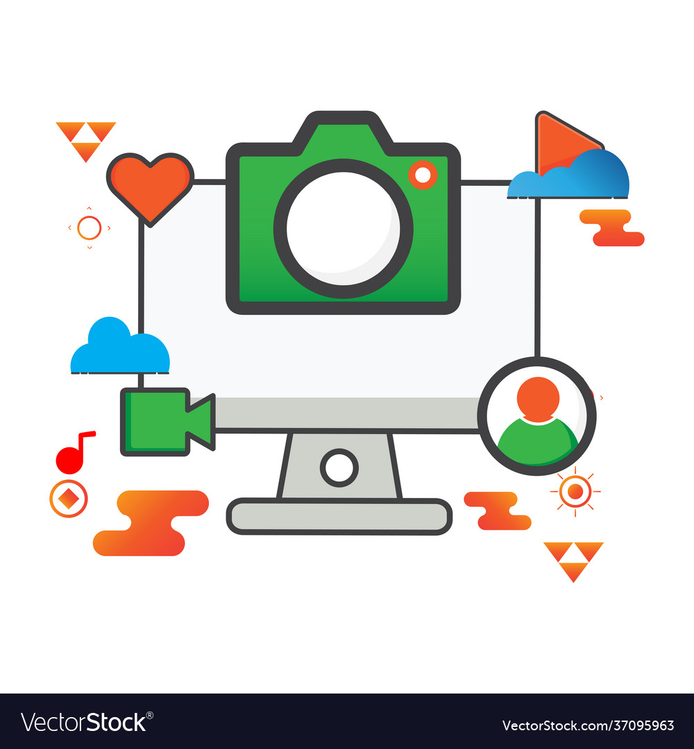Camera computer flat icon can use vector image Camera computer flat icon can use