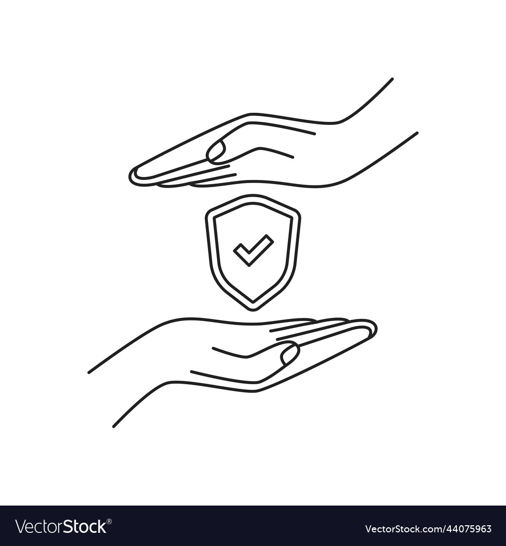 Easy protected shield icon with two thin line vector image Easy protected shield icon with two thin line