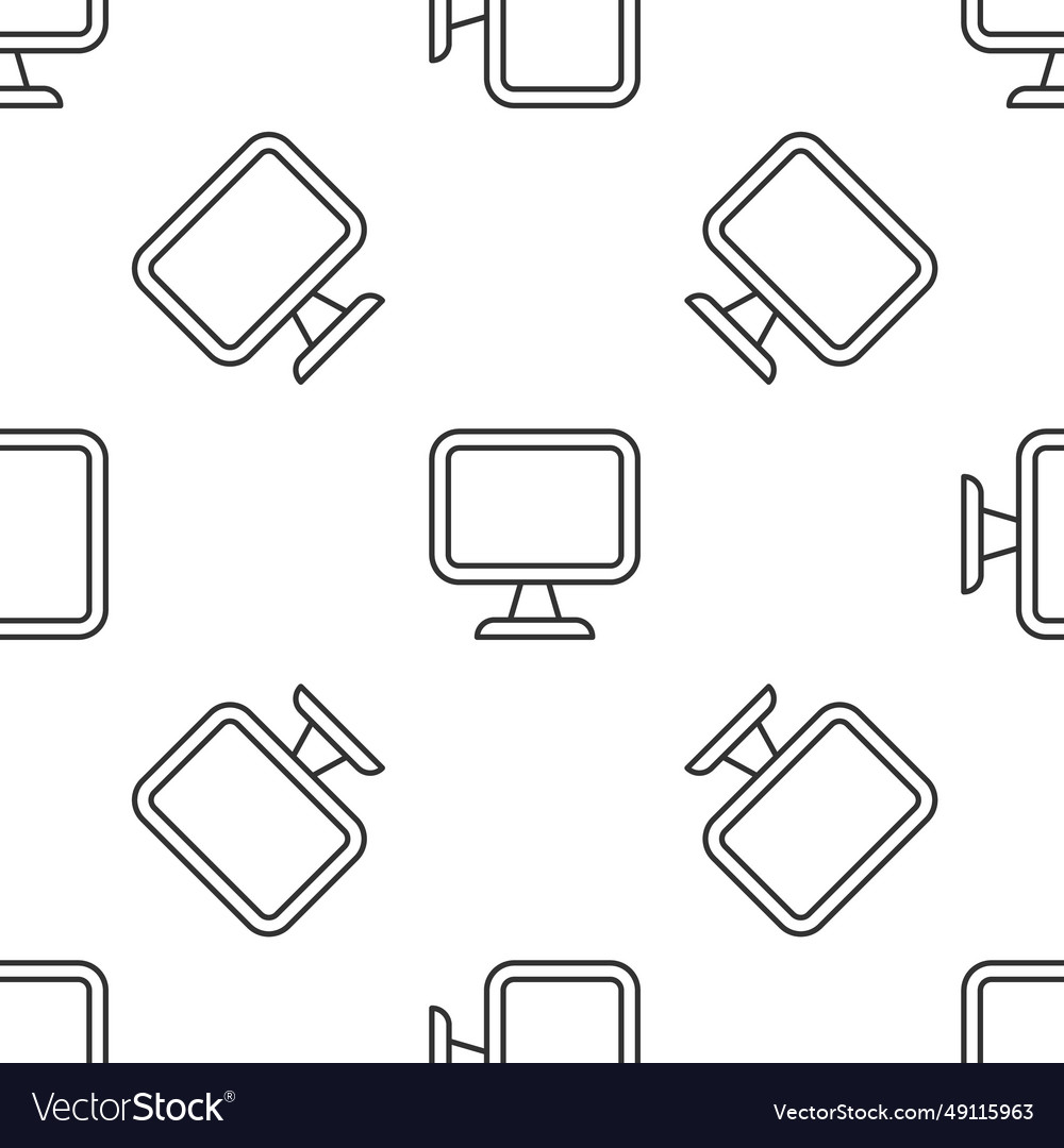 Grey line computer monitor screen icon isolated vector image Grey line computer monitor screen icon isolated