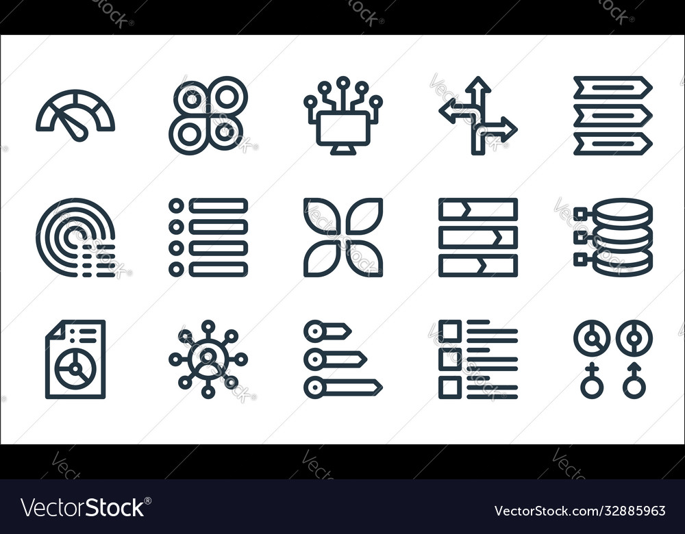 Infographic elements line icons linear set vector image Infographic elements line icons linear set