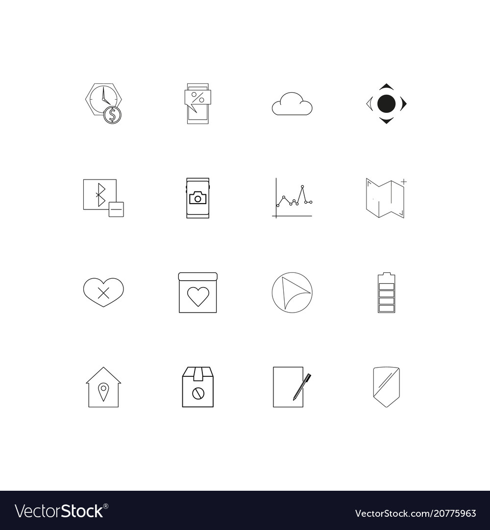 Interface linear thin icons set outlined simple