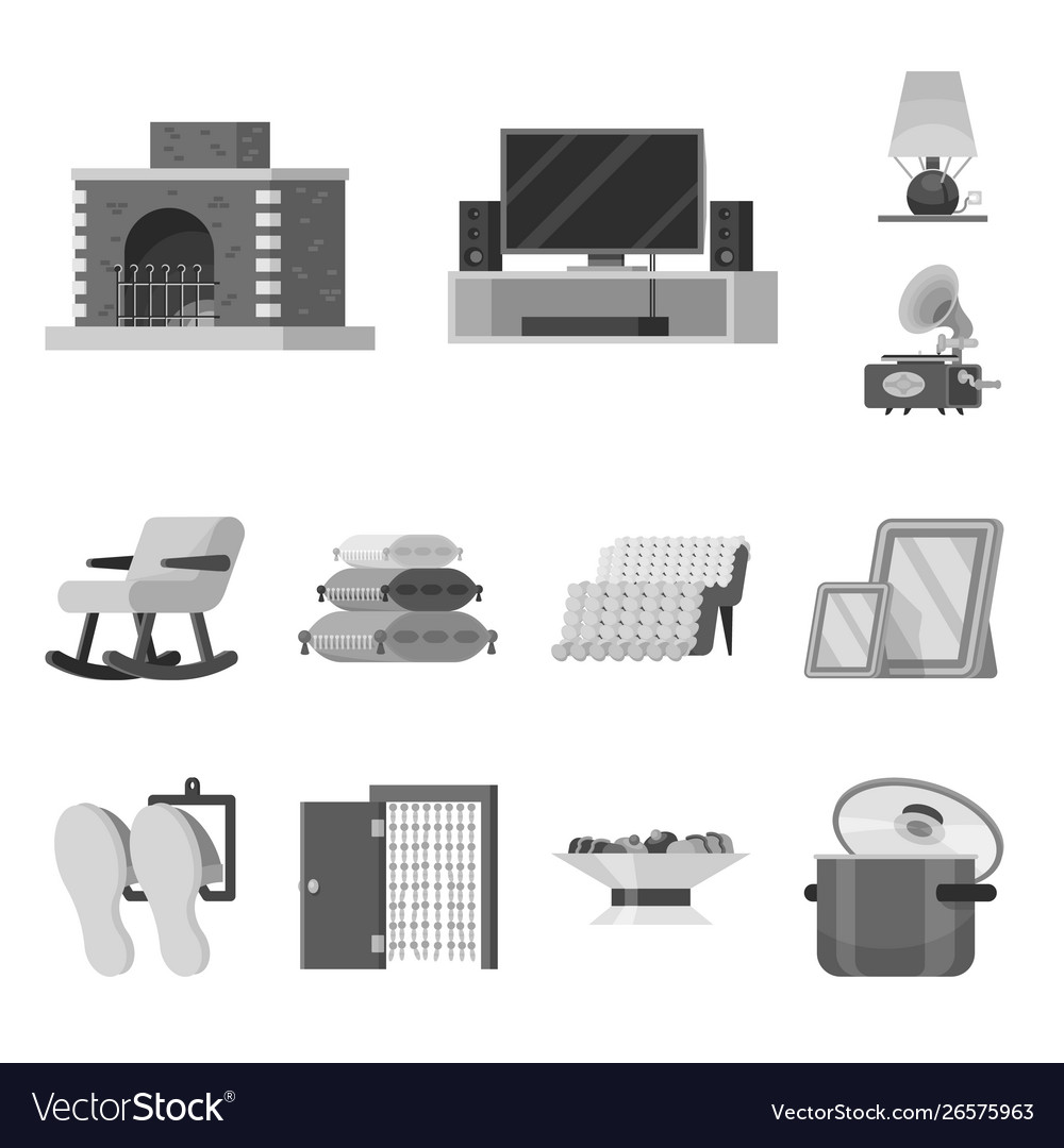 Isolated object room and style logo set