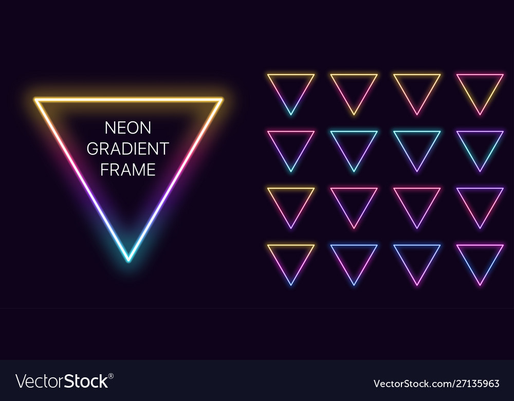 Neon gradient triangle frame with copy space