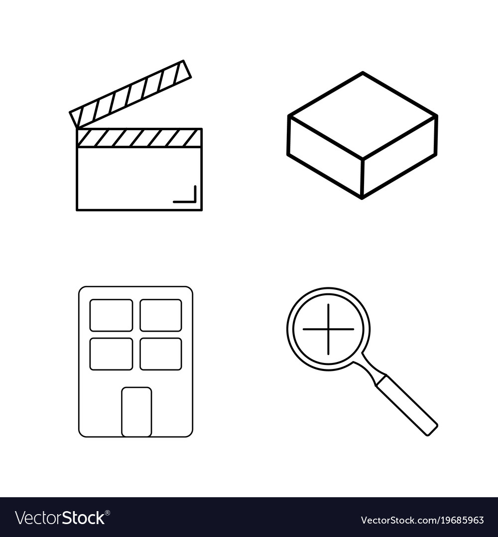 Office simple linear outline icon set