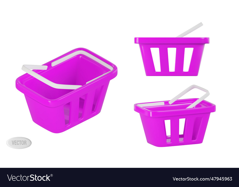 Render of a set empty grocery basket vector image Render of a set empty grocery basket