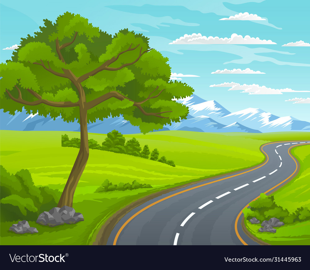 Road to mountain landscape with asphalt vector image Road to mountain landscape with asphalt