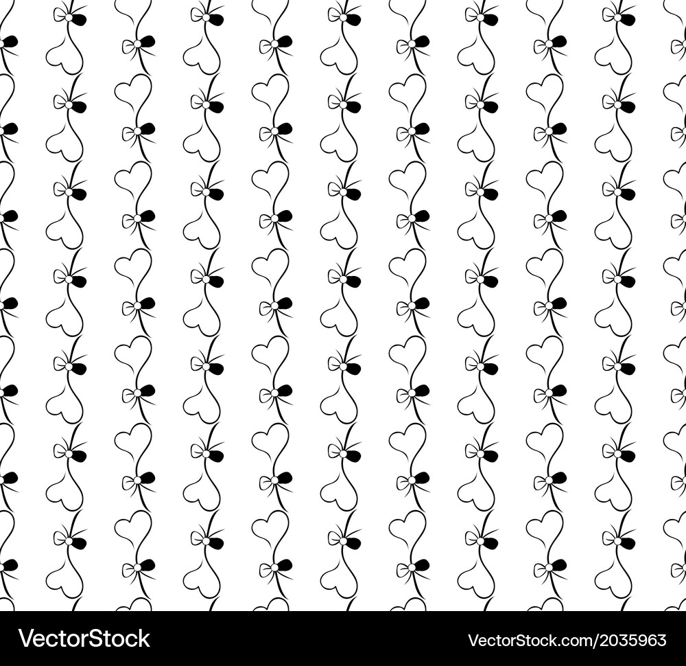 Seamless pattern of hearts black on white Vector Image