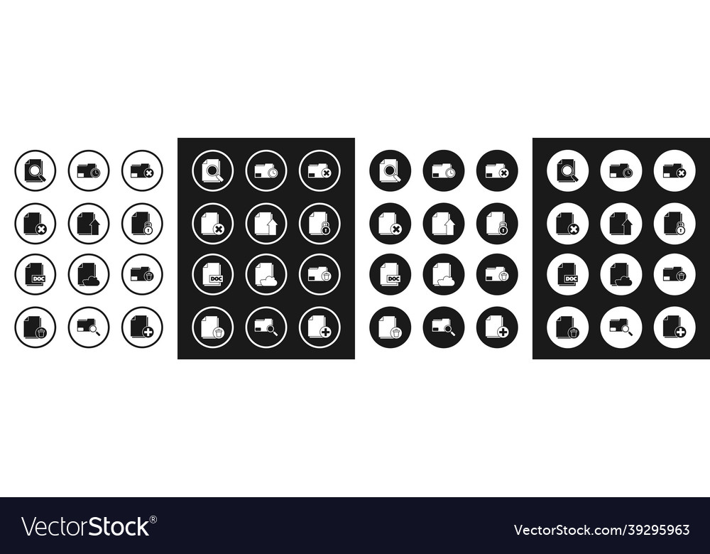 Set delete folder upload file document vector image Set delete folder upload file document