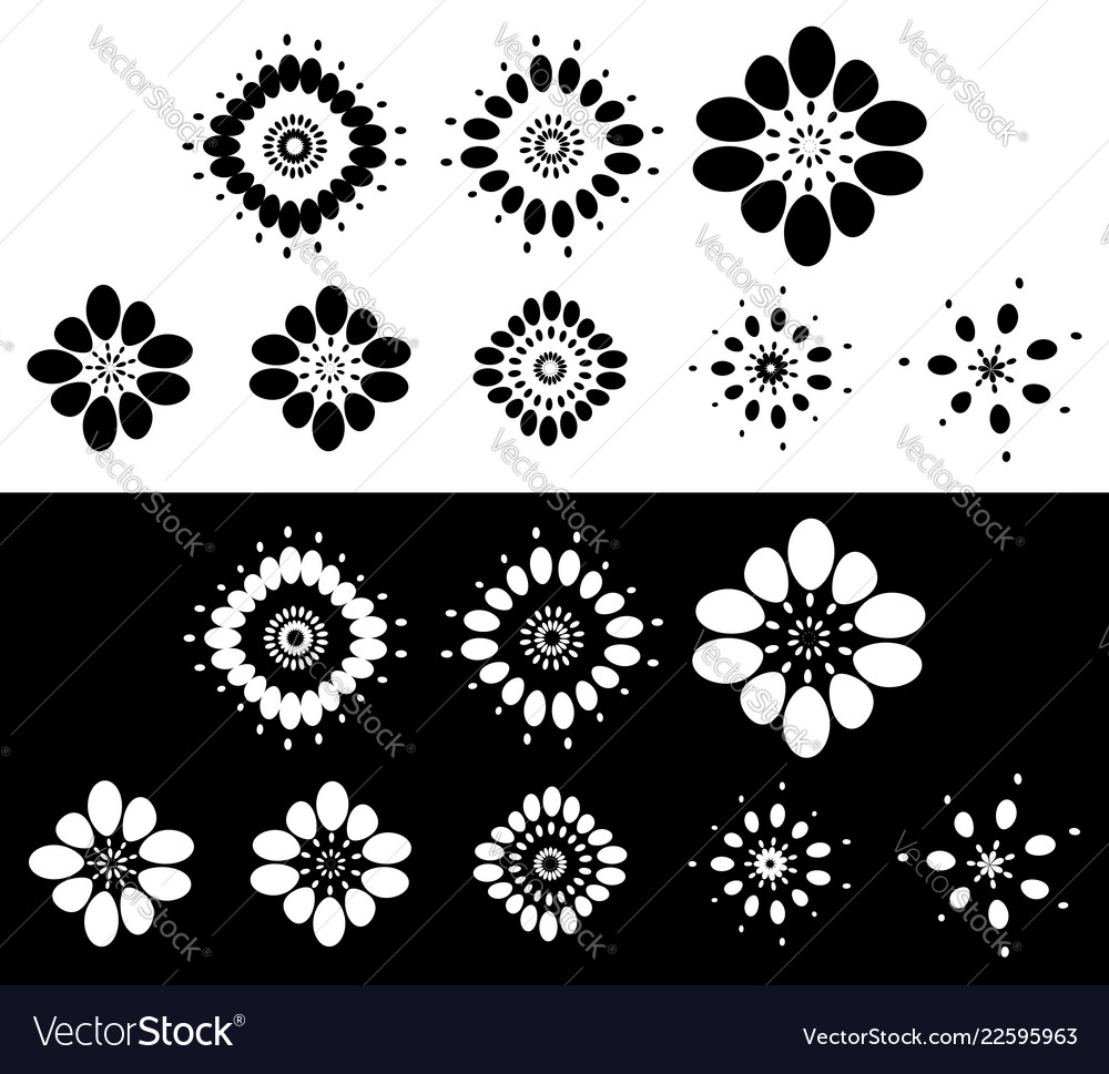 Set of 8 abstract elements motifs - circular vector image Set of 8 abstract elements motifs - circular