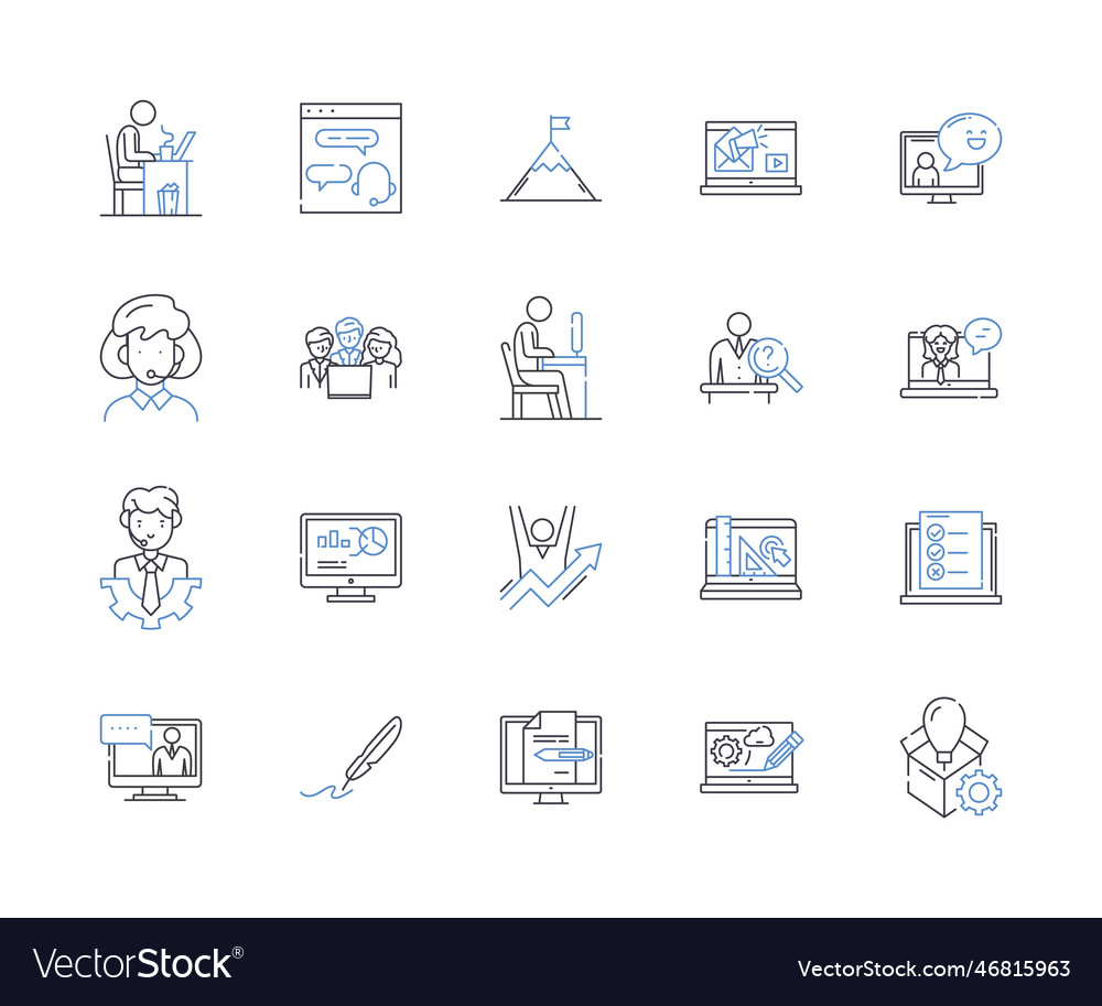 Task coordination line icons collection vector image Task coordination line icons collection