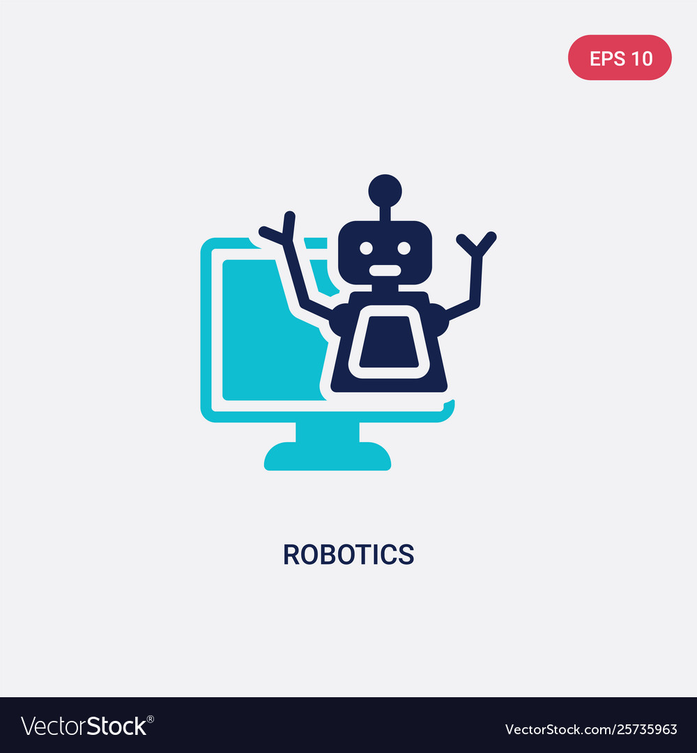 Two color robotics icon from computer concept