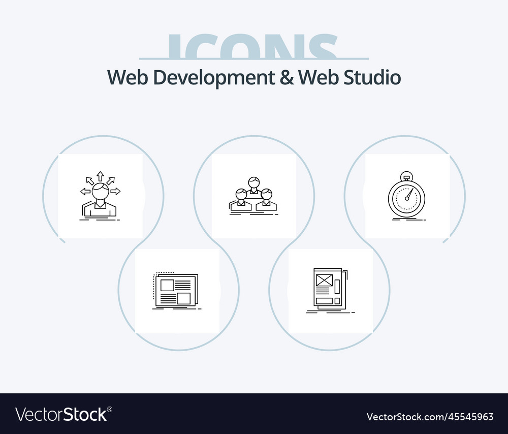 Web development and studio line icon pack 5