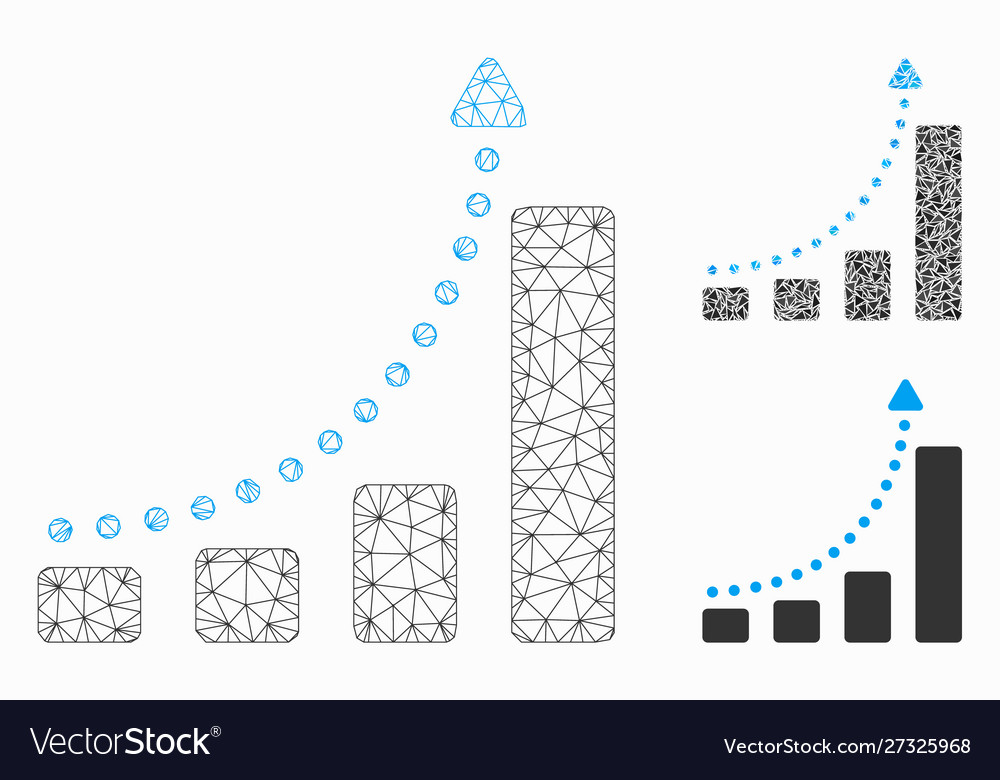Bar chart trend mesh 2d model and triangle vector image Bar chart trend mesh 2d model and triangle