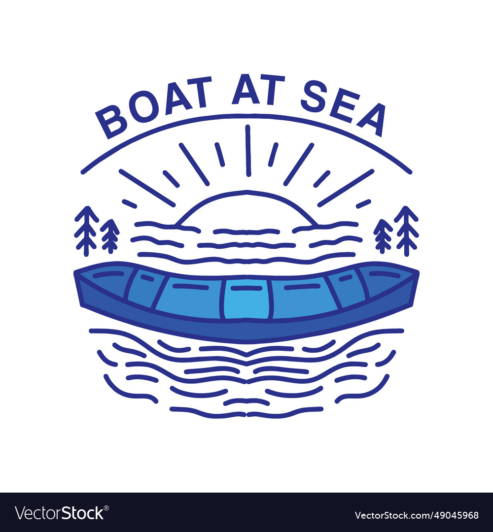 Boat on the sea logo design vintage emblem badge