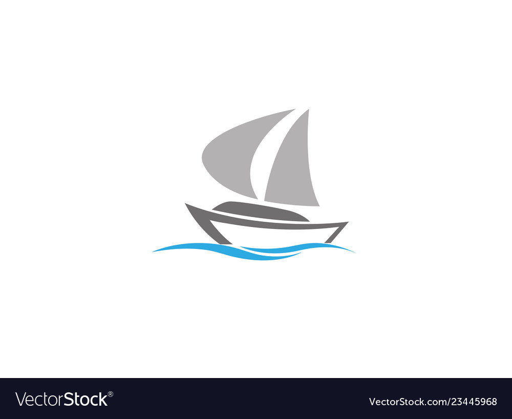 Boat sails sea yacht sailing logo design