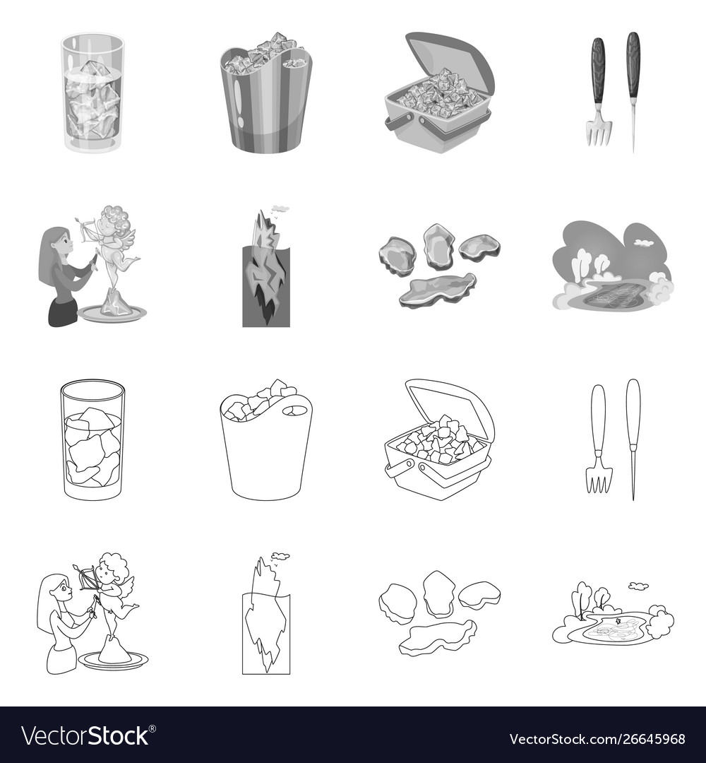 Design texture and frozen symbol set vector image Design texture and frozen symbol set