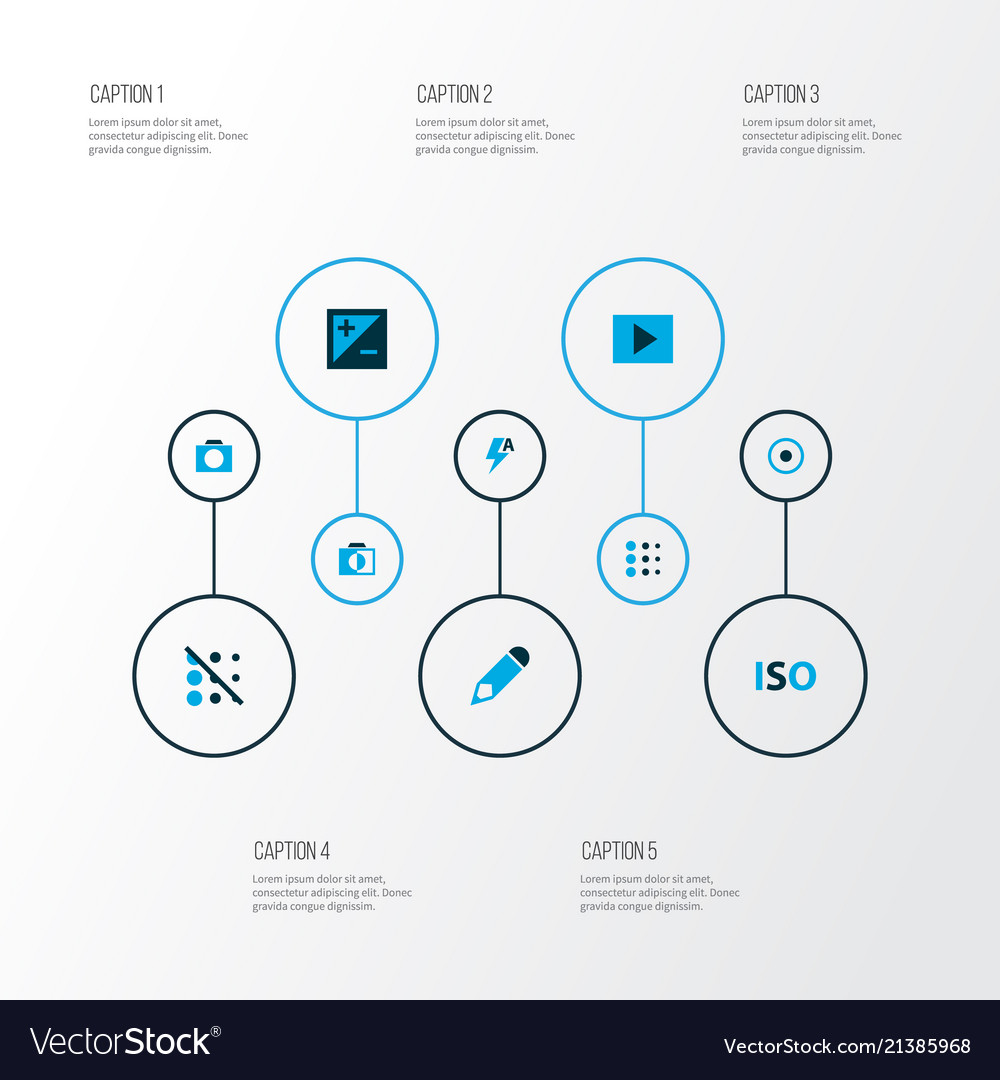Image icons colored set with iso automatic
