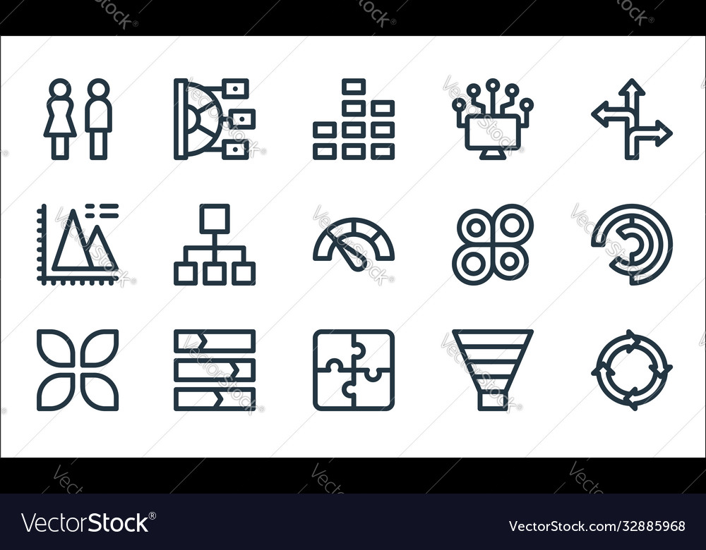 Infographic elements line icons linear set vector image Infographic elements line icons linear set