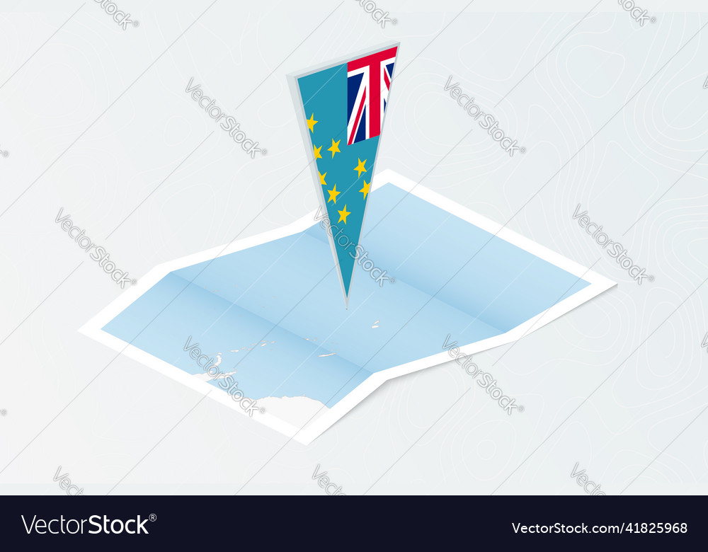 Isometric paper map of tuvalu with triangular