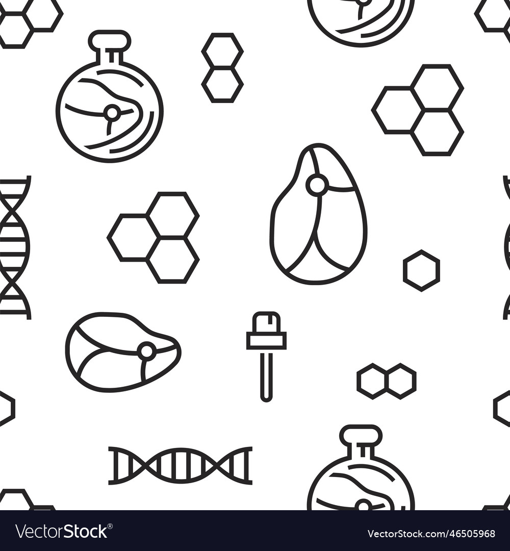 Lab grown meat seamless pattern editable vector image Lab grown meat seamless pattern editable