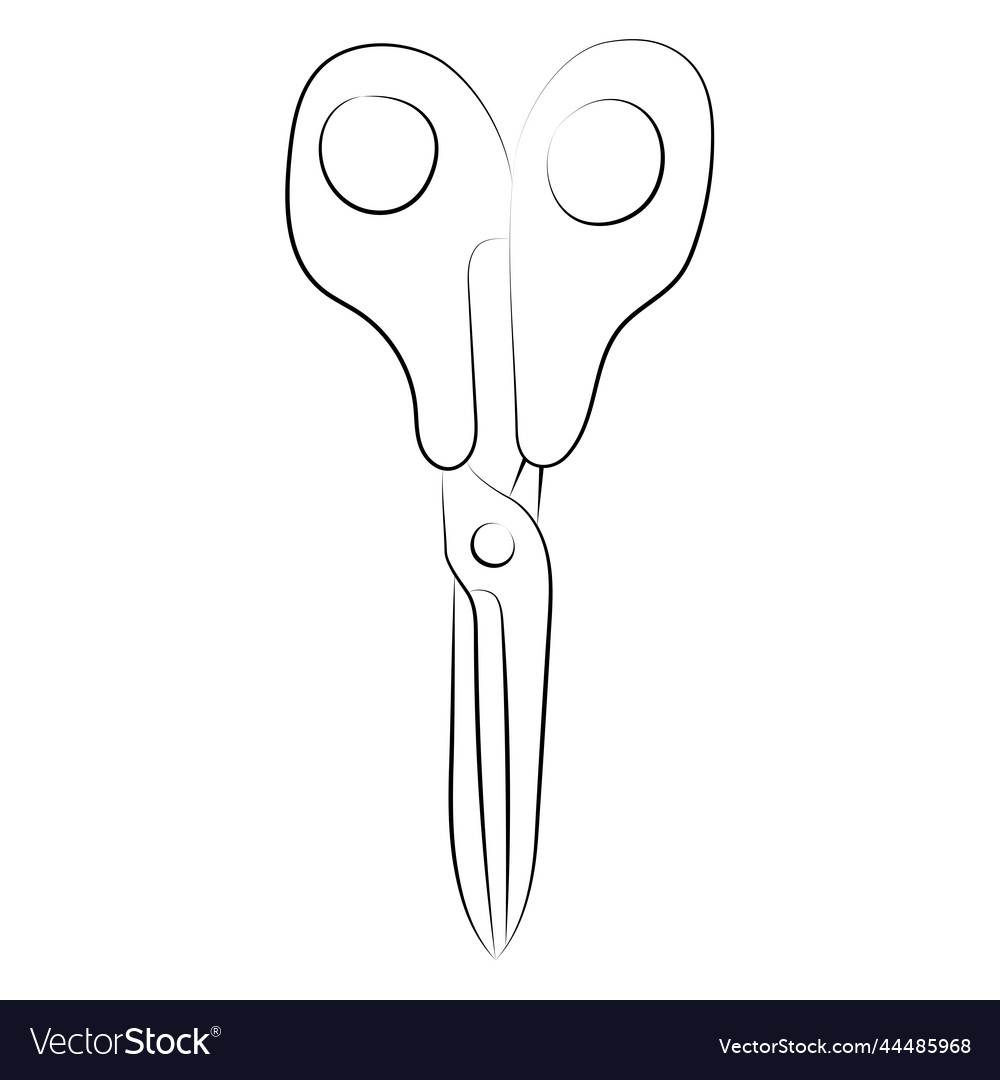 Line art scissors icon outline tool black