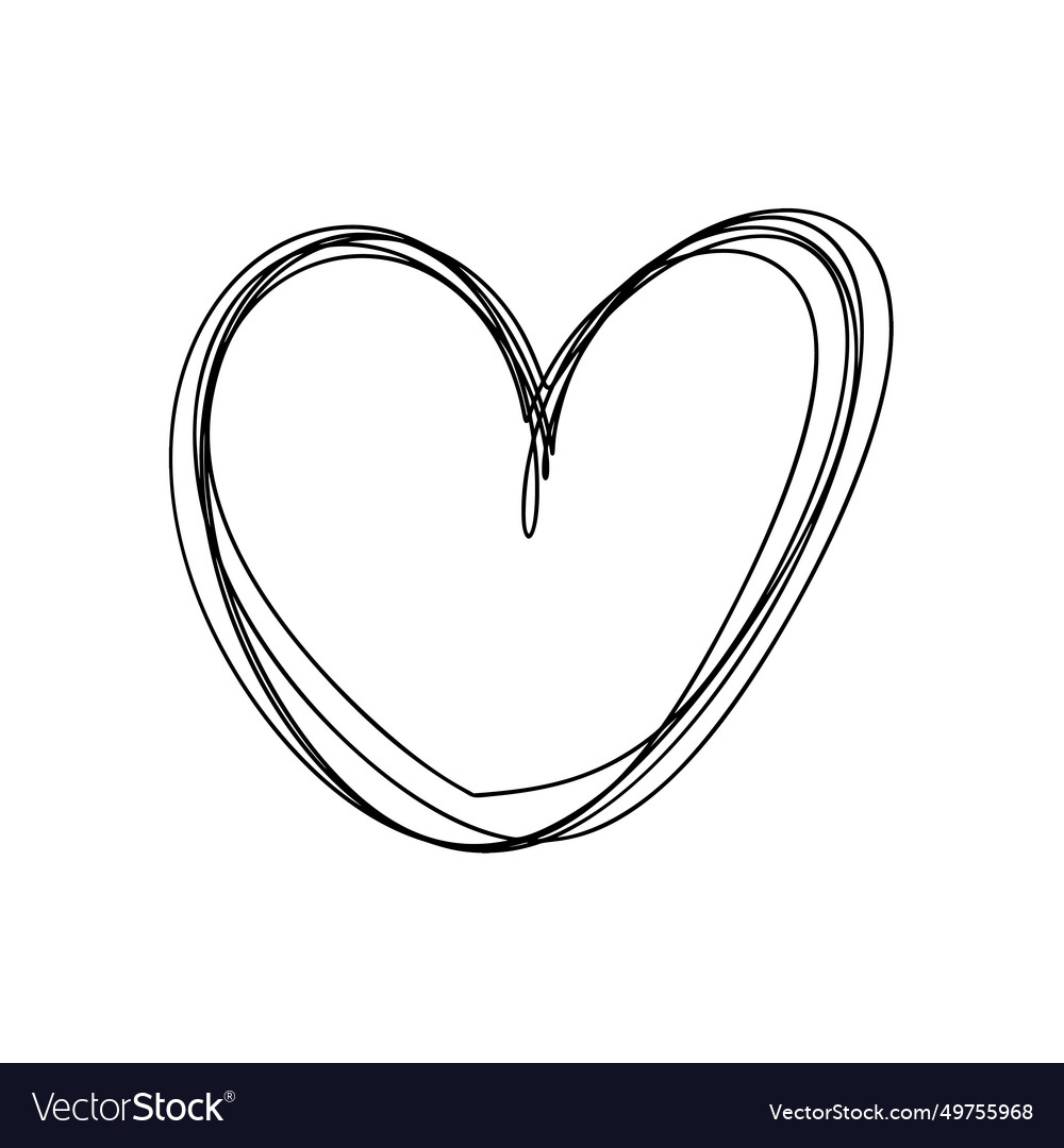 Love heart line black outline Royalty Free Vector Image