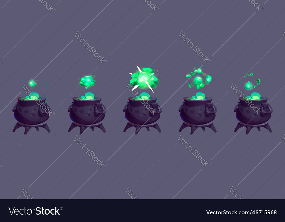 Magic potion boiling in old cauldron Royalty Free Vector
