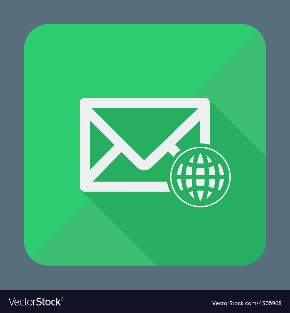 Mail icon envelope with globe flat design