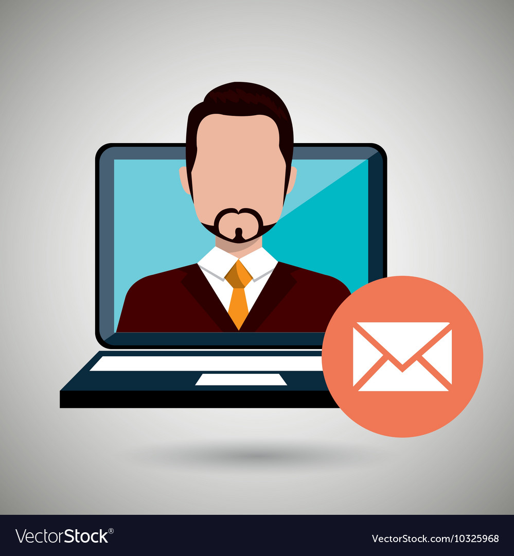 Man laptop message web