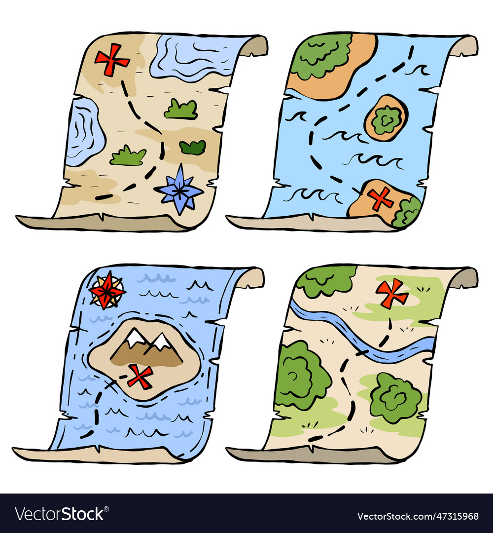 Pirate map of treasure adventure and quest