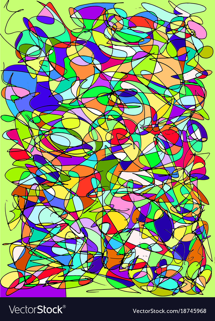 Scribbles abstract multicolored pattern stained