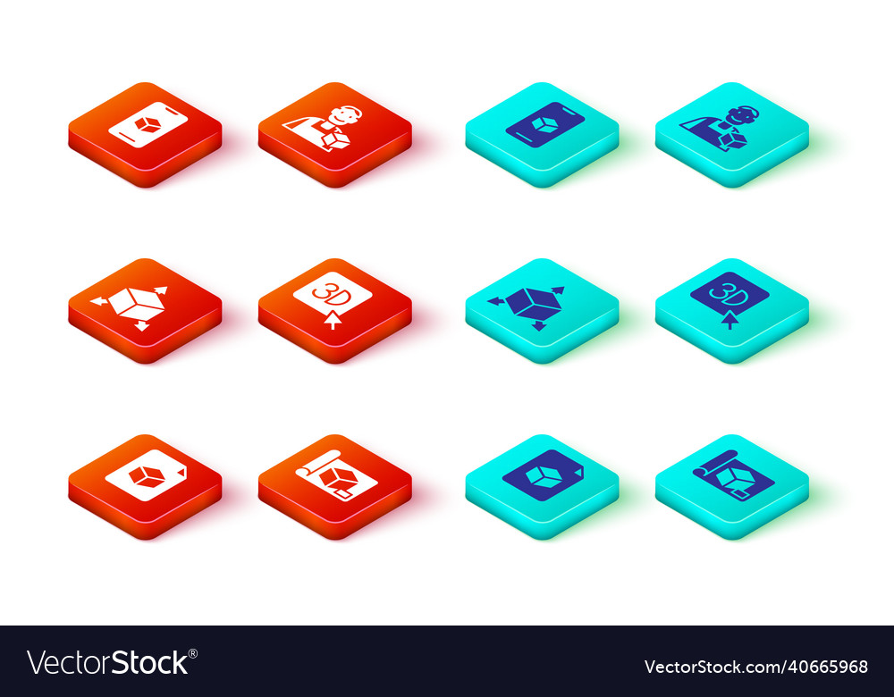 Set isometric cube file graphing paper vector image Set isometric cube file graphing paper