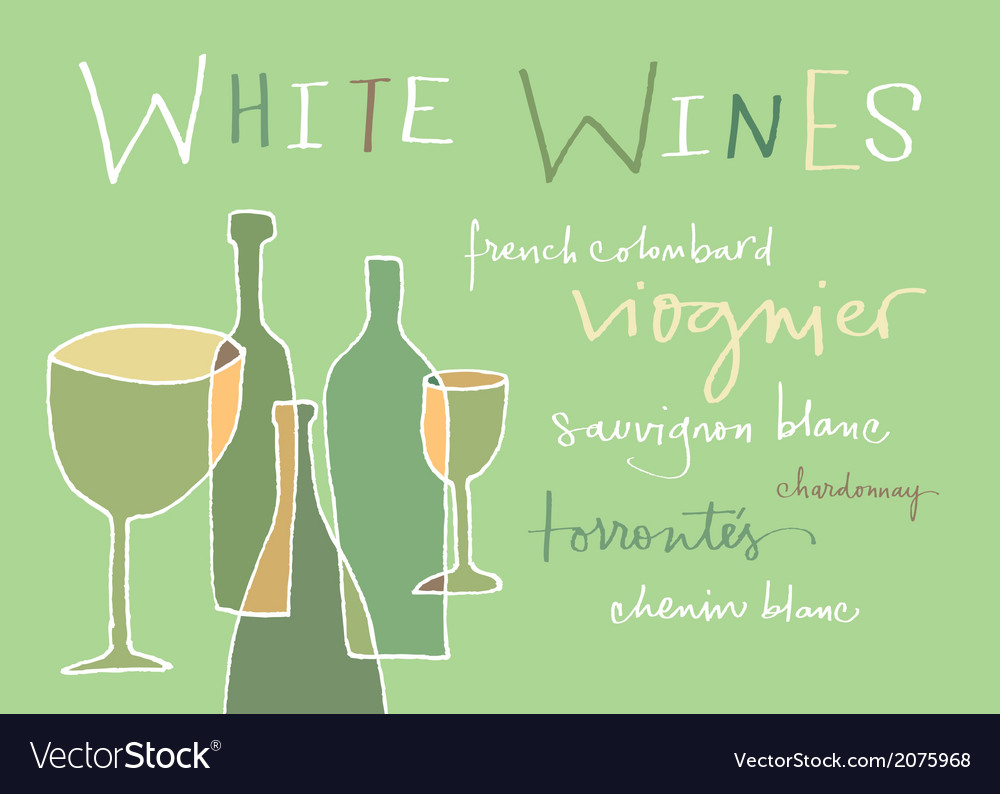 White wines varieties Royalty Free Vector Image